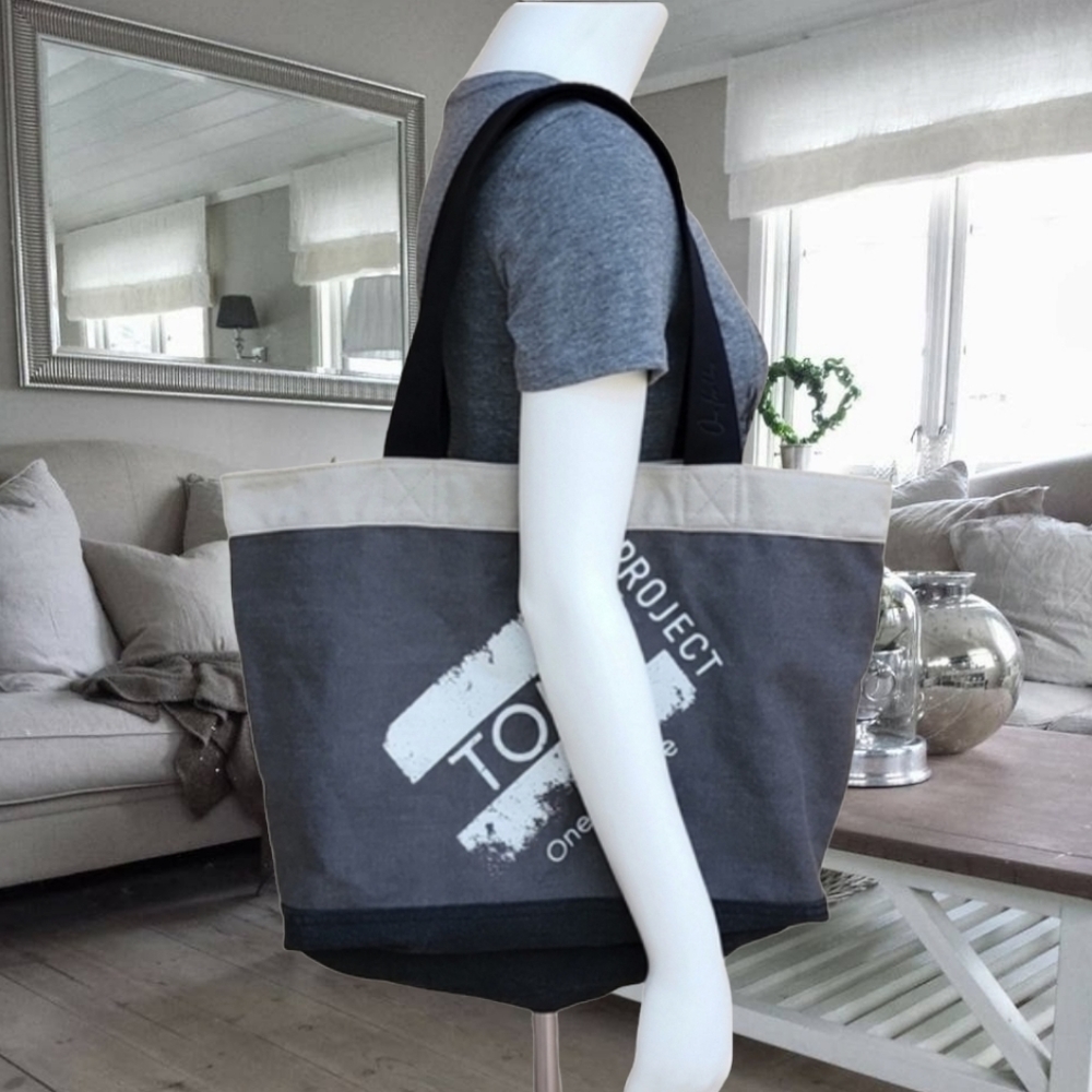 TOMS Shoes Oversized Canvas Bag Cotton Tote Shoulder Purse Gym Travel School - Picture 14 of 16